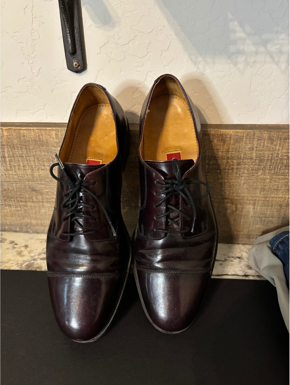 Cole Haan burgundy brown leather lace up oxford dress shoes mens